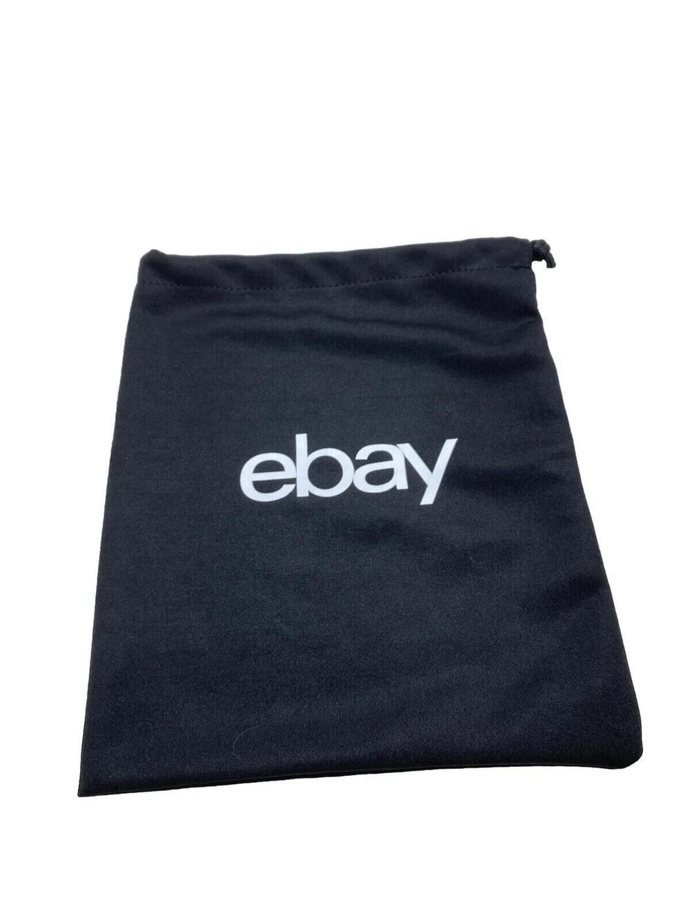 eBay Reusable Black Drawstring Bag – Black & White Logo, Eco-Friendly